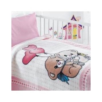 Özdilek Balonlu Pembe Bebek Battaniyesi