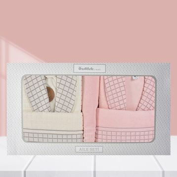 Özdilek BC105218 Graph Happy Set Pembe Krem Bornoz Seti