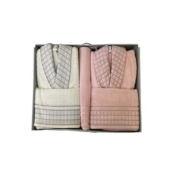 Özdilek BC105218 Graph Happy Set Pembe Krem Bornoz Seti