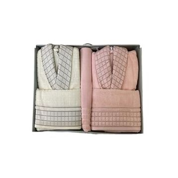 Özdilek BC105218 Graph Happy Set Pembe Krem Bornoz Seti