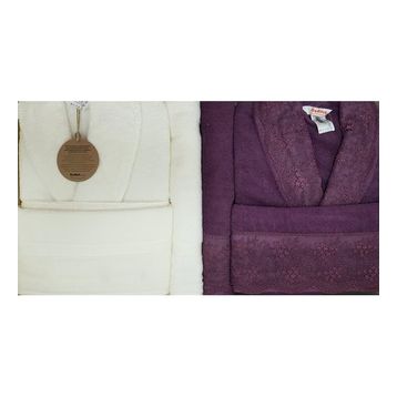 Özdilek Branch Krem-Mürdüm Aile Bornoz Set