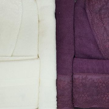 Özdilek Branch Krem-Mürdüm Aile Bornoz Set