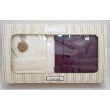Özdilek Branch Krem-Mürdüm Aile Bornoz Set