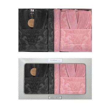Özdilek C104AS Pembe Antrasit Curve Aile Bornoz Seti