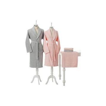 Özdilek Camellia Gri Pembe Bornoz Seti