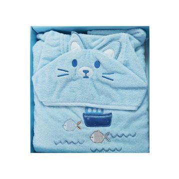 Özdilek Cat Nakışlı Panço Mavi 1-2 Yaş Erkek Bornoz