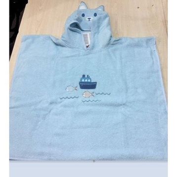 Özdilek Cat Nakışlı Panço Mavi 1-2 Yaş Erkek Bornoz
