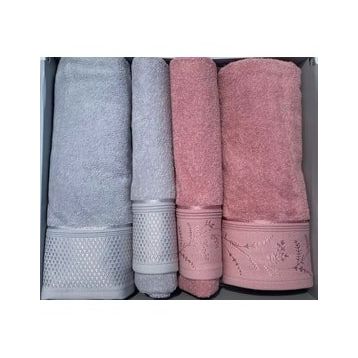 Özdilek Ditsy Gri Pembe Best Hamam Takımı