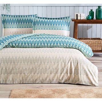 Özdilek Flame Stitch Ranforce Mavi Çift Kişilik Nevresim Takımı