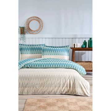 Özdilek Flame Stitch Ranforce Mavi Çift Kişilik Nevresim Takımı