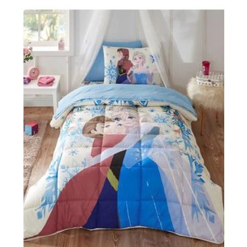 Özdilek Frozen Winter Mavi Lastikli Çarşaflı Lisanslı Tek Kişilik Çocuk Uyku Seti