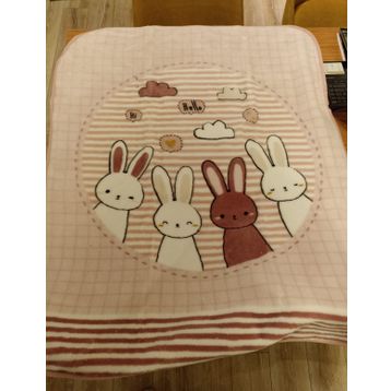Özdilek Hello Rabbit 100x120 cm Pembe Bebek Battaniyesi