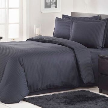 Özdilek Line Çizgili Saten 200 x 220 cm Siyah Renkli Çift Kişilik Nevresim Takımı