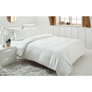 Özdilek Line Çizgili Saten-Beyaz 200x220 cm Çift Kişilik Nevresim Takımı