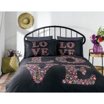Özdilek Love Bouquet Siyah 200x220 cm Çift Kişilik Nevresim Takımı