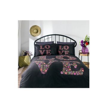 Özdilek Love Bouquet Siyah 200x220 cm Çift Kişilik Nevresim Takımı