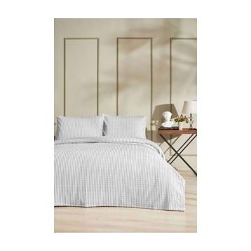 Özdilek Modern Line 220x240 cm Piramit Gri Çift Kişilik Battaniye Seti
