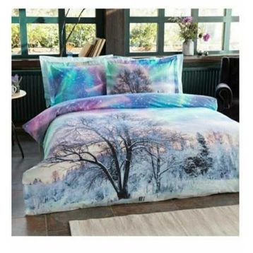 Özdilek Northern Lights Ranforce 200 x 220 cm Mint Yeşili Çift Kişilik Yılbaşı Özel Nevresim Takımı