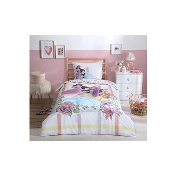 Özdilek Princess Flowers Tek Kişilik Disney Lisanslı Lastikli Fitted Çarşaf Kapitone Çocuk Nevresim Takımı
