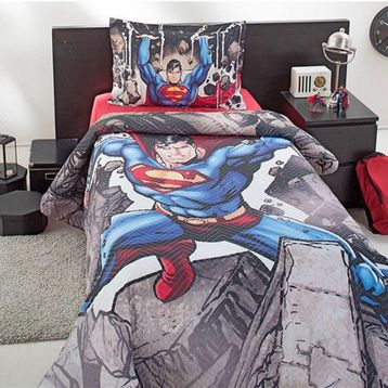 Özdilek Superman Stone Tek Kişilik Mavi Kapitoneli Dört Mevsim Nevresim Takımı