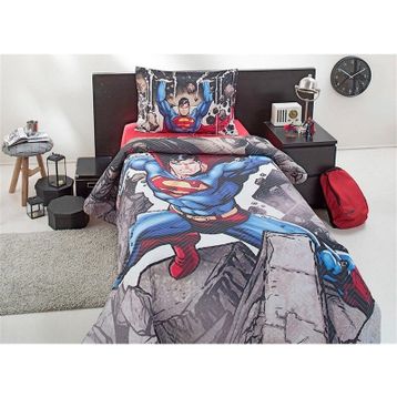 Özdilek Superman Stone Tek Kişilik Mavi Kapitoneli Dört Mevsim Nevresim Takımı