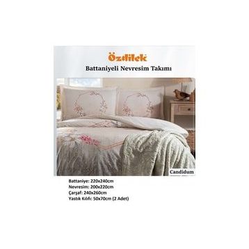 Özdilek Trendy Candidum Krem Battaniyeli Çift Kişilik Nevresim Takımı