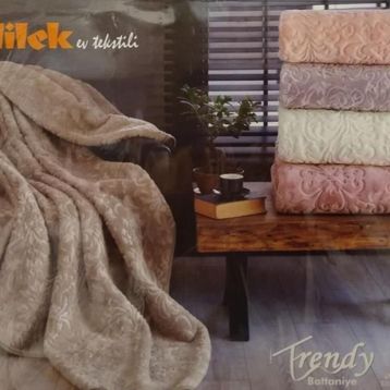 Özdilek Trendy Embos Açık Bej Çift Kişilik Battaniye