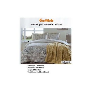 Özdilek Trendy Inheret Krem Battaniyeli Çift Kişilik Nevresim Takımı