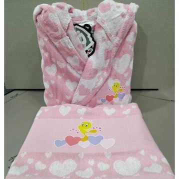 Özdilek Tweety Heart Free Pembe Set Çocuk Bornoz Seti