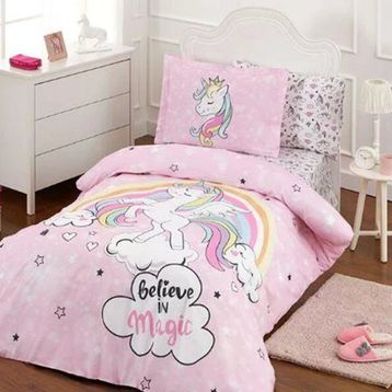 Özdilek Unicorn Kapitoneli Ranforce Pembe Tek Kişilik Nevresim Takımı