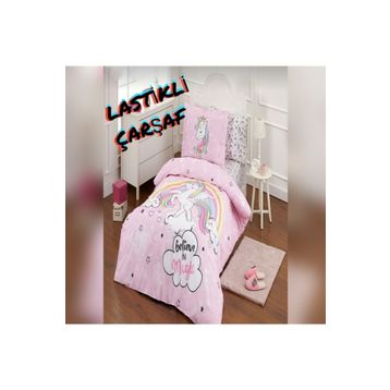 Özdilek Unicorn Pembe Çarşafı Lastikli Tek Kişilik Nevresim Takımı