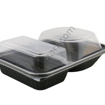 Özge Plastik 180 Adet 2 Bölmeli Hamburger Kabı ve Kapağı