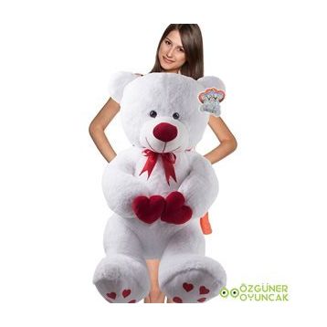 Özgüner Oyuncak Çift Kalp Tutan Ayı 130 cm Peluş Oyuncak