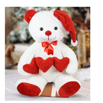 Özgüner Oyuncak Noel Şapkalı Üç Kalpli Ayıcık 90 cm Peluş Oyuncak