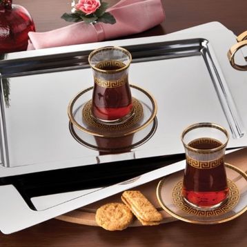 Özlife Lisa Gold İkili Çay Tepsisi
