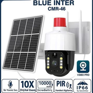 Ozmik CMR47 PTZ Solar IP 4G Sim Kart Hareket Algılama Alarm Gece Görüş Beyaz CCTV Güvenlik Kamera