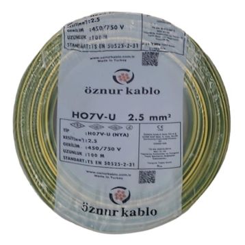 Öznur 1.5 mm 100 mt Sarı Yeşil NYA Kablo