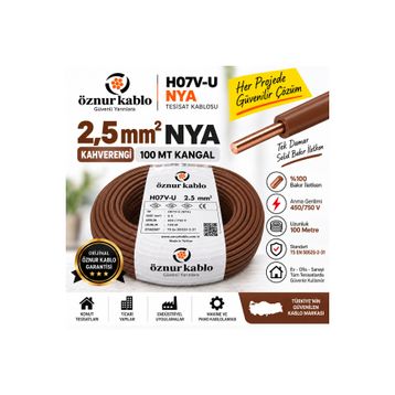 Öznur 2.5 mm NYA Kahve Kablo