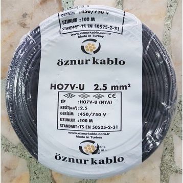 Öznur 2.5 mm Siyah NYA Kablo