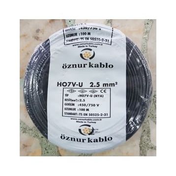 Öznur 2.5 mm Siyah NYA Kablo