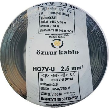 Öznur 2,5 mm Nya Tek Damar Siyah 100 m Kablo