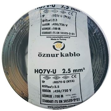 Öznur 2,5 mm Nya Tek Damar Siyah 100 m Kablo