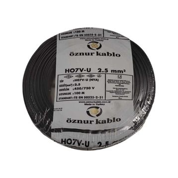 Öznur 2,5 mm Siyah H07V-U Nya Kablo