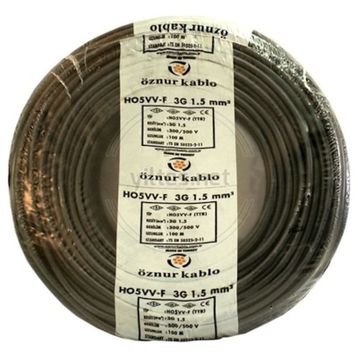 Öznur 3 x 1.5 mm 2 mt Siyah Tam Bakır Ttr Kablo