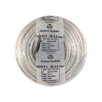 Öznur 3x2.5 mm2 TTR H05VV-F NYMHY 100 metre Beyaz Enerji Kablosu