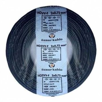 Öznur H05vv-F 100 mt 2x0.75 mm Siyah Ttr Çok Telli Kablo