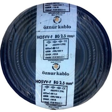 Öznur H05Vv-F 2 x 2.5 mm Siyah Tam Bakır 18 mt Ttr Kablo