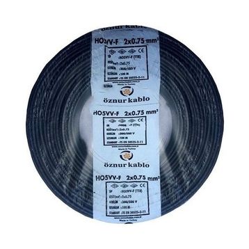 Öznur H05Vv-F 3 x 0.75 mm Siyah Tam Bakır 12 mt Ttr Kablo