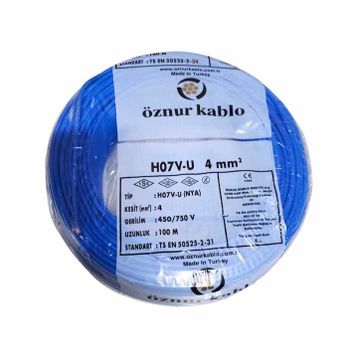 Öznur H07v-U 4 mm Mavi Nya Kablo