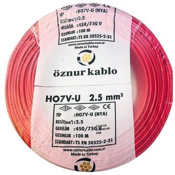 Öznur NYA 2,5'luk Kırmızı Kablo